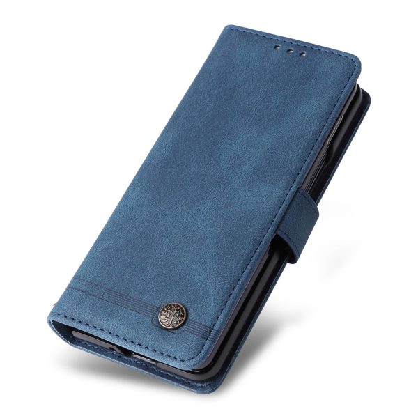 Metal Button Leather Case for Samsung Galaxy z Fold 4 / 5g - Tree Design - Black - Image 7