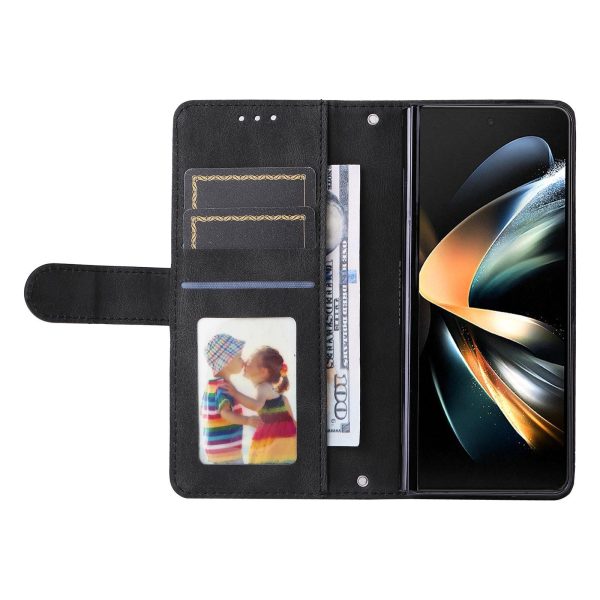 Metal Button Leather Case for Samsung Galaxy z Fold 4 / 5g - Tree Design - Black - Image 10