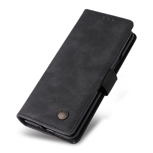 Metal Button Leather Case for Samsung Galaxy z Fold 4 / 5g - Tree Design - Black - Image 12