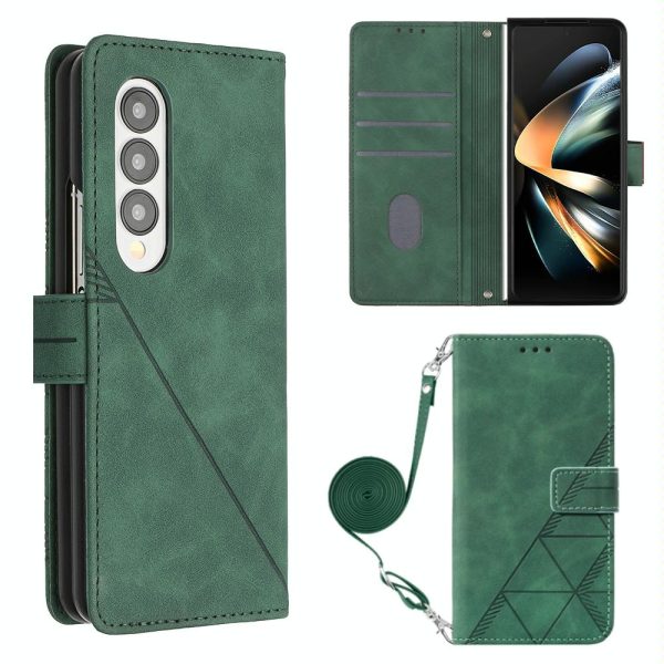 For Samsung Galaxy z Fold4 5G Embossed Leather Flip Crossbody Phone Case - 3d Design - Black - Image 2