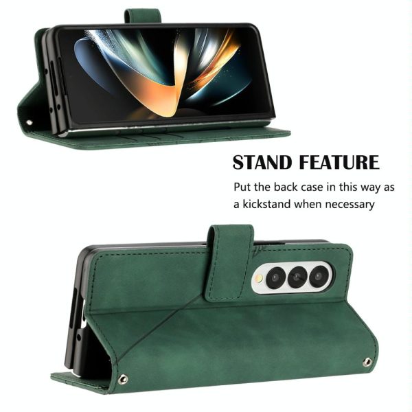 For Samsung Galaxy z Fold4 5G Embossed Leather Flip Crossbody Phone Case - 3d Design - Black - Image 4