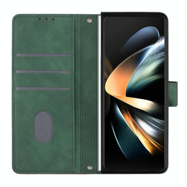For Samsung Galaxy z Fold4 5G Embossed Leather Flip Crossbody Phone Case - 3d Design - Black - Image 5