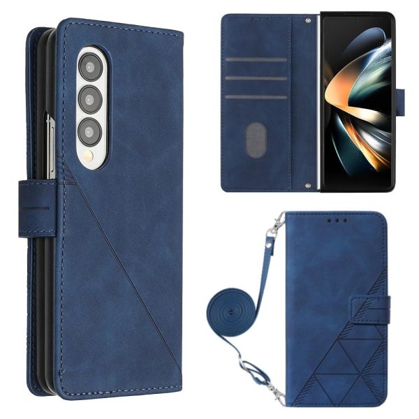 For Samsung Galaxy z Fold4 5G Embossed Leather Flip Crossbody Phone Case - 3d Design - Black - Image 8