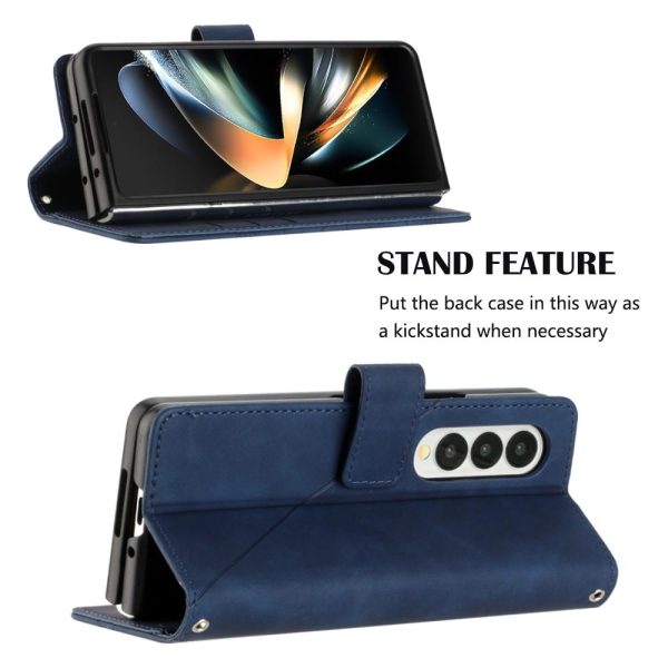 For Samsung Galaxy z Fold4 5G Embossed Leather Flip Crossbody Phone Case - 3d Design - Black - Image 10