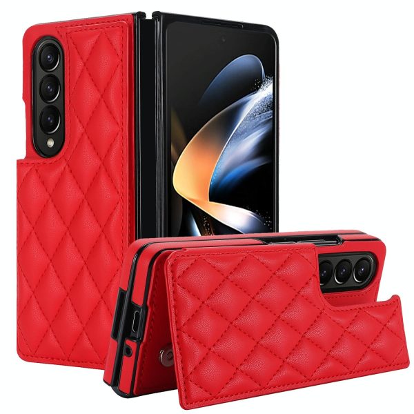 Foldable Full Coverage Double Buckle Pu Phone Case for Samsung Galaxy z Fold 4 - White - Image 6