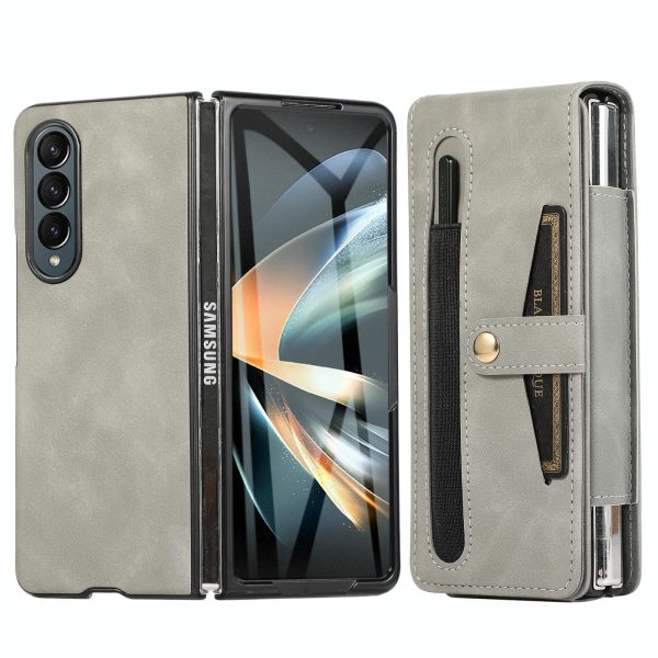 Leather Folding Phone Case for Samsung Galaxy z Fold 4 - Grey