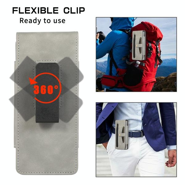 Leather Folding Phone Case for Samsung Galaxy z Fold 4 - Grey - Image 6