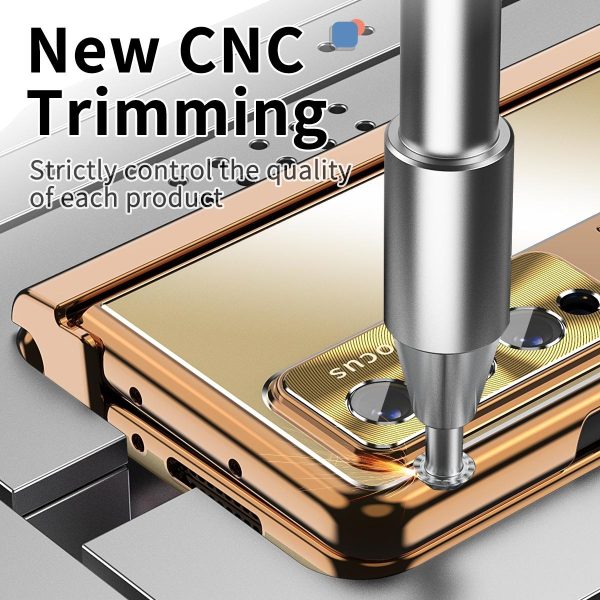 Shockproof Aluminum Double Hinge Case for Samsung Galaxy z Fold 4 - Silver Gold - Image 10
