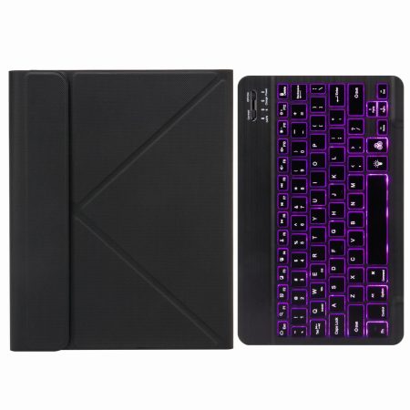 Bluetooth Keyboard Leather Case For Ipad 9.7 2018 / 2017 With Backlight & Three-Fold Holder - Black