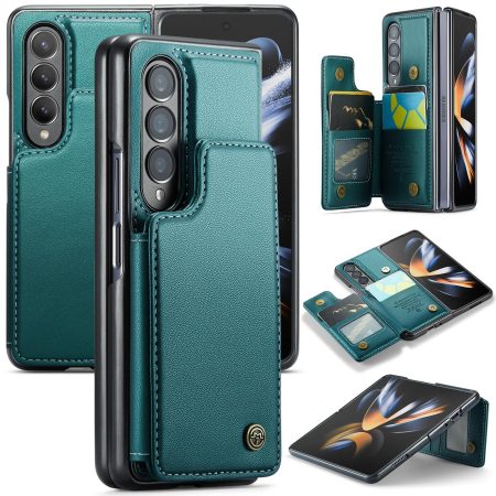 Leather Rfid Phone Case for Samsung Galaxy z Fold 4 5g - Blue Green