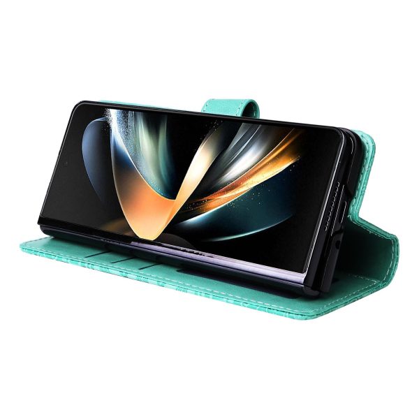 Sunflower Embossed Leather Phone Case for Samsung Galaxy z Fold 4 / 5g - Green - Image 6