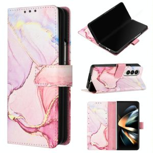 Marble Leather Flip Case for Samsung Galaxy z Fold 4 - Rose Gold Ls005 - Image 1