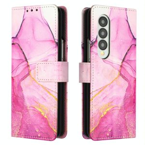 Marble Leather Flip Case for Samsung Galaxy z Fold 4 - Rose Gold Ls005 - Image 3