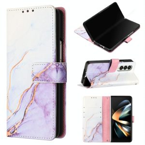 Marble Leather Flip Case for Samsung Galaxy z Fold 4 - Rose Gold Ls005 - Image 7