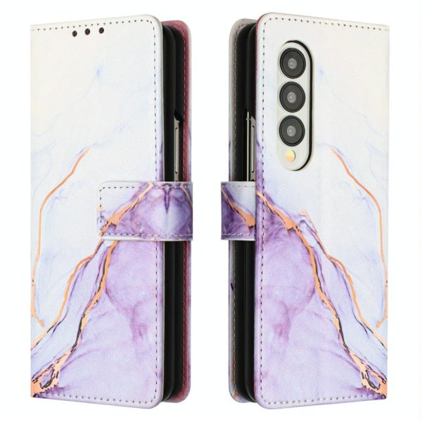 Marble Leather Flip Case for Samsung Galaxy z Fold 4 - Rose Gold Ls005 - Image 8