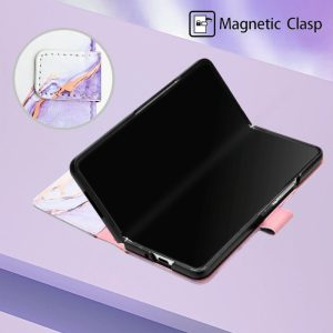 Marble Leather Flip Case for Samsung Galaxy z Fold 4 - Rose Gold Ls005 - Image 11
