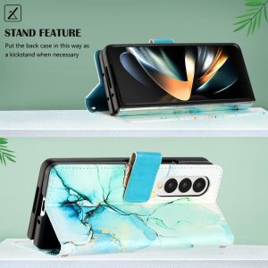 Marble Leather Flip Case for Samsung Galaxy z Fold 4 - Rose Gold Ls005 - Image 14