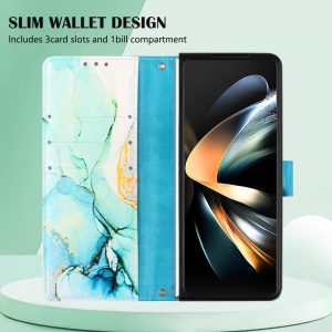 Marble Leather Flip Case for Samsung Galaxy z Fold 4 - Rose Gold Ls005 - Image 15
