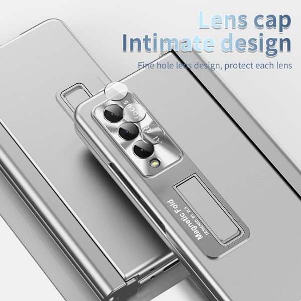 Foldable Phone Case with Pen Slot for Samsung Galaxy z Fold 4 - Electroplated - Blue - Image 4