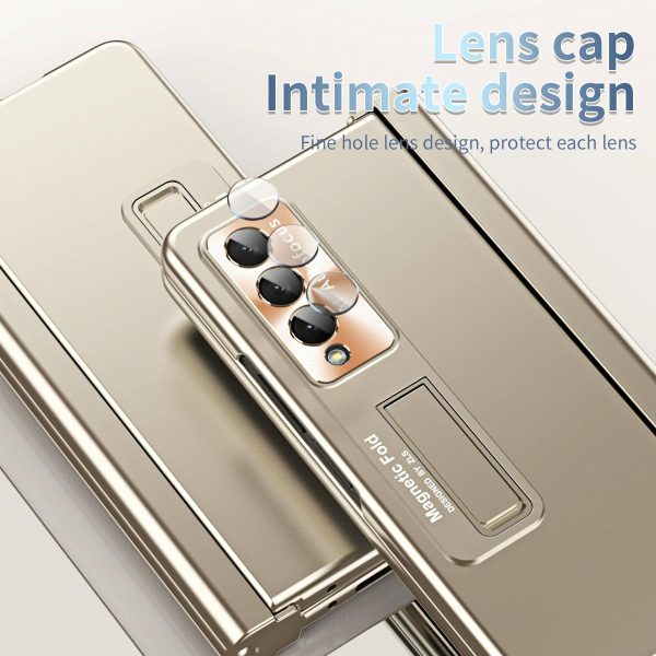 Foldable Phone Case with Pen Slot for Samsung Galaxy z Fold 4 - Electroplated - Blue - Image 10