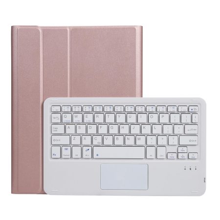 Bluetooth Keyboard Leather Case For Ipad Pro 10.5 With Touch Control - Lambskin Texture Compatible With 10.2 2021 & 2020 & 2019 / Air 3 - Rose Gold