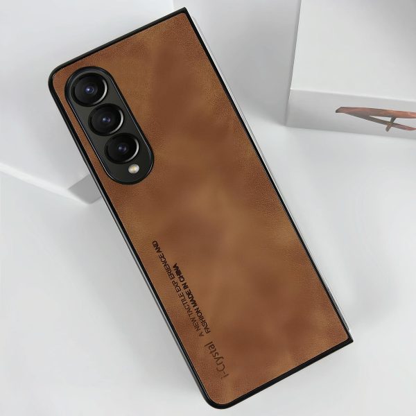 Crystal Leather Foldable Case for Samsung Galaxy z Fold 4 - Orange - Image 11