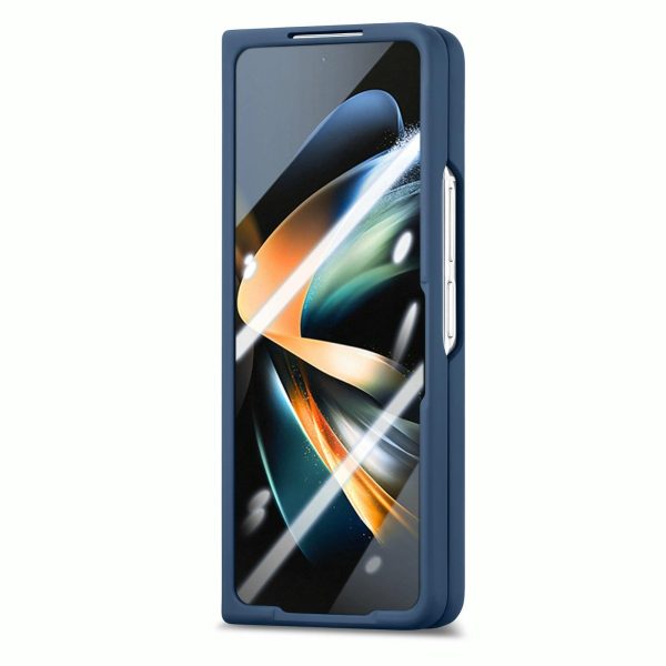 Vintage Leather Fold Case for Samsung Galaxy z Fold 4 - Blue - Image 2