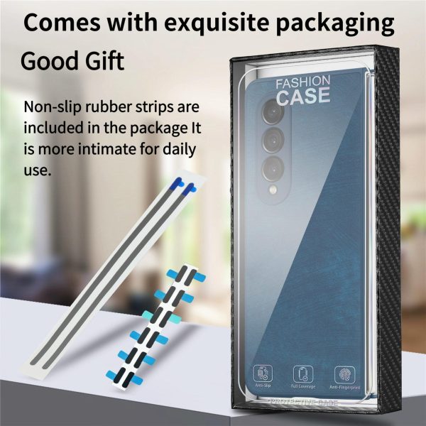Vintage Leather Fold Case for Samsung Galaxy z Fold 4 - Blue - Image 5
