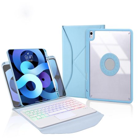 Bluetooth Keyboard Leather Case For Ipad Air 10.9 With Touchpad And Pen Slot Backlit - Sky Blue