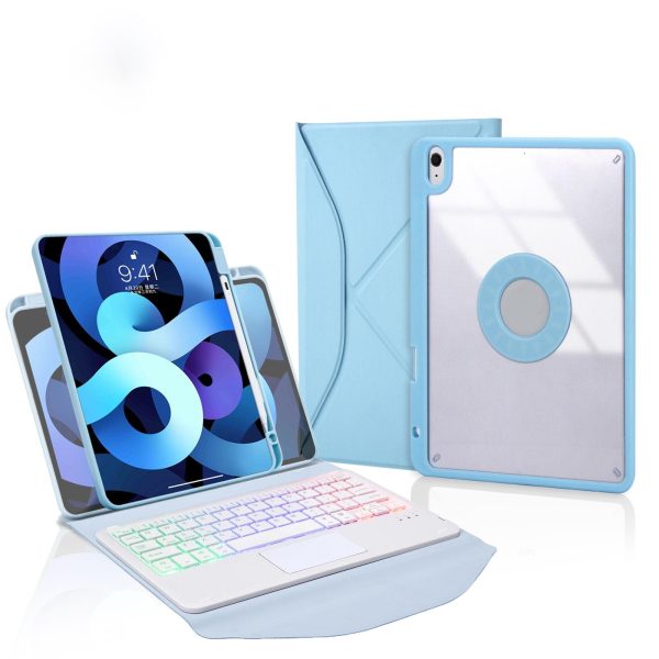 Bluetooth Keyboard Leather Case For Ipad Air 10.9 With Touchpad And Pen Slot Backlit - Sky Blue
