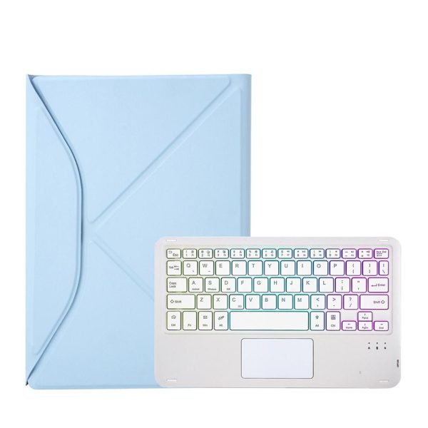 Bluetooth Keyboard Leather Case For Ipad Air 10.9 With Touchpad And Pen Slot Backlit - Sky Blue - Image 8