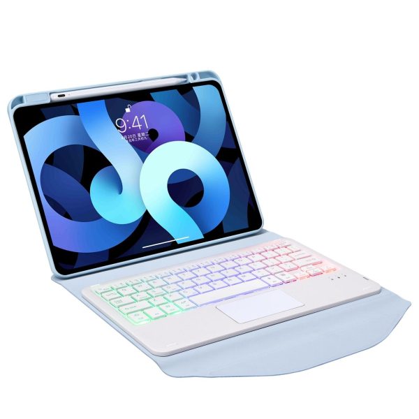 Bluetooth Keyboard Leather Case For Ipad Air 10.9 With Touchpad And Pen Slot Backlit - Sky Blue - Image 9