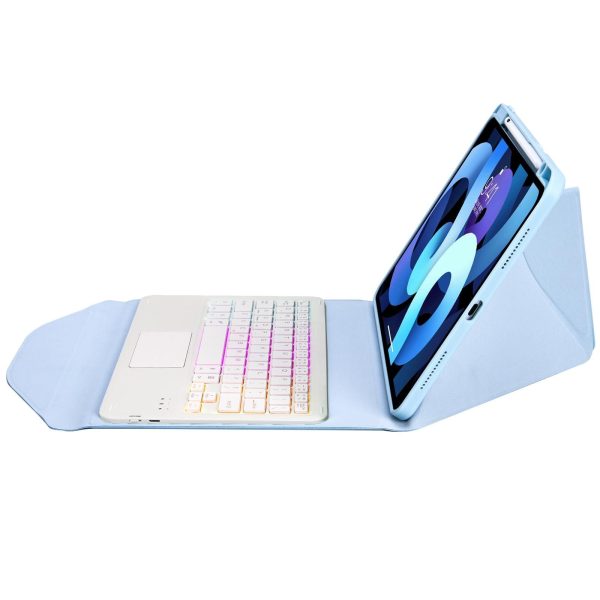 Bluetooth Keyboard Leather Case For Ipad Air 10.9 With Touchpad And Pen Slot Backlit - Sky Blue - Image 11