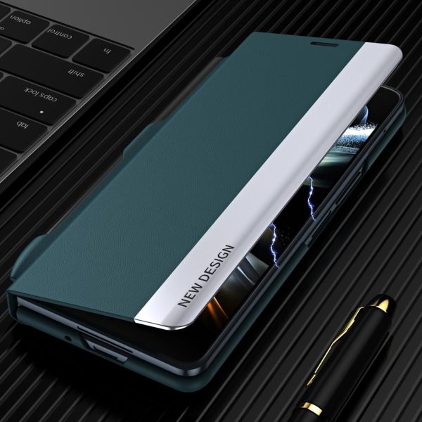 Samsung Galaxy z Fold 4 Leather Phone Case with Pen Slot - Shockproof - Blue - Image 4