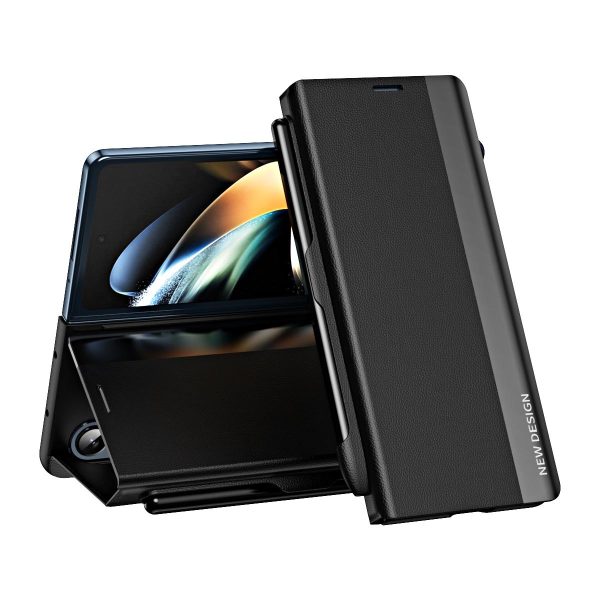 Samsung Galaxy z Fold 4 Leather Phone Case with Pen Slot - Shockproof - Blue - Image 10