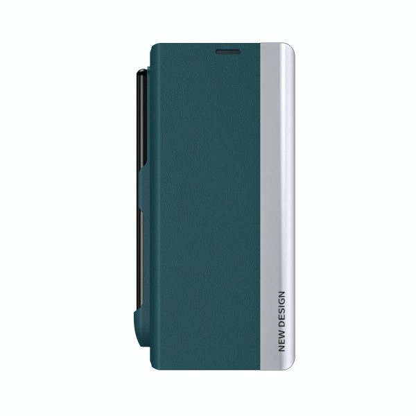 Samsung Galaxy z Fold 4 Leather Phone Case with Pen Slot - Shockproof - Blue - Image 13