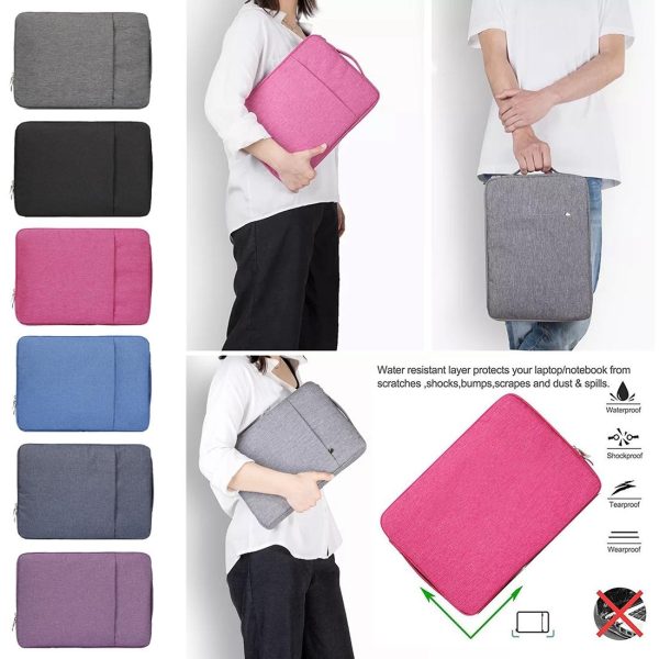 Universal Denim Laptop Bag for 15.4 Inch Notebooks - Fits Macbook Air / Pro - Portable & Stylish - 39.2x28.5x2cm - Dark Blue - Image 8