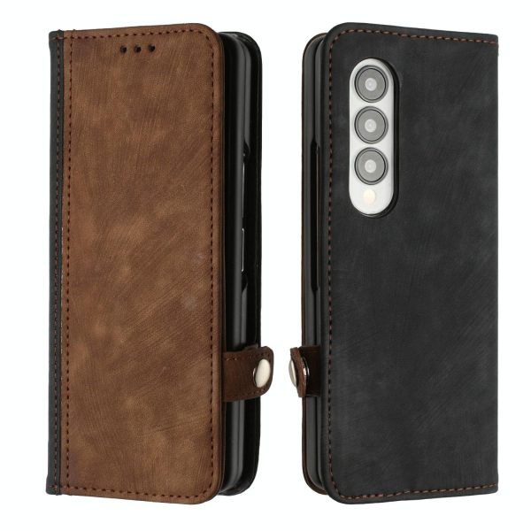 Leather Phone Case with Side Buckle for Samsung Galaxy z Fold 4 / 5g - Brown