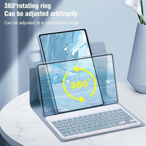 360 Degree Rotatable Bluetooth Keyboard Leather Case - Square Button - Dark Green - For Ipad 10.2 2021 / Air 2019 - Image 6