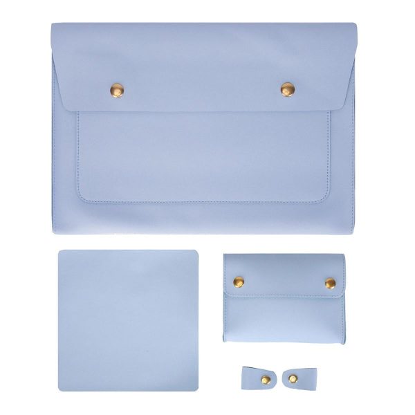 Waterproof Leather Laptop Liner Bag - 15 Inches 3-in-1 Design - Baby Blue - Image 11