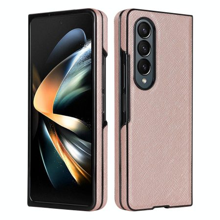 Foldable Cross Pattern Phone Case - Compact Design - Rose Gold
