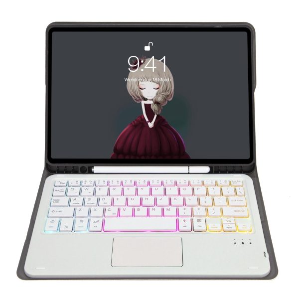 Bluetooth Keyboard Leather Case For Ipad Air / Pro 11 - Touch Pad Backlight Pen Slot - Blue - Image 9