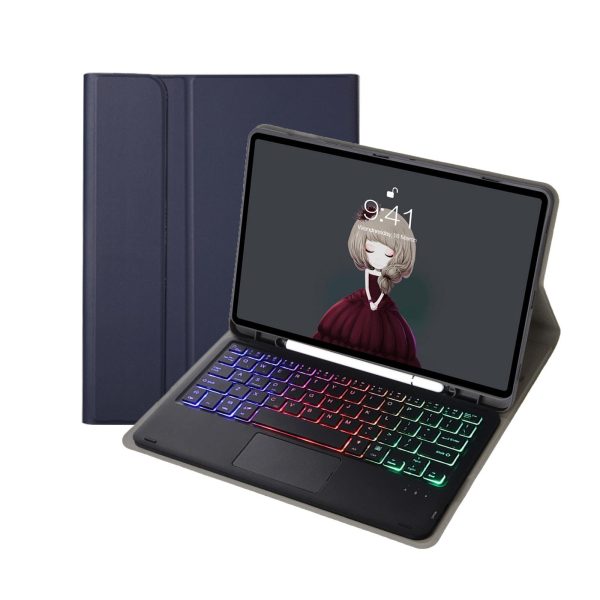 Bluetooth Keyboard Leather Case For Ipad Air / Pro 11 - Touch Pad Backlight Pen Slot - Blue - Image 12