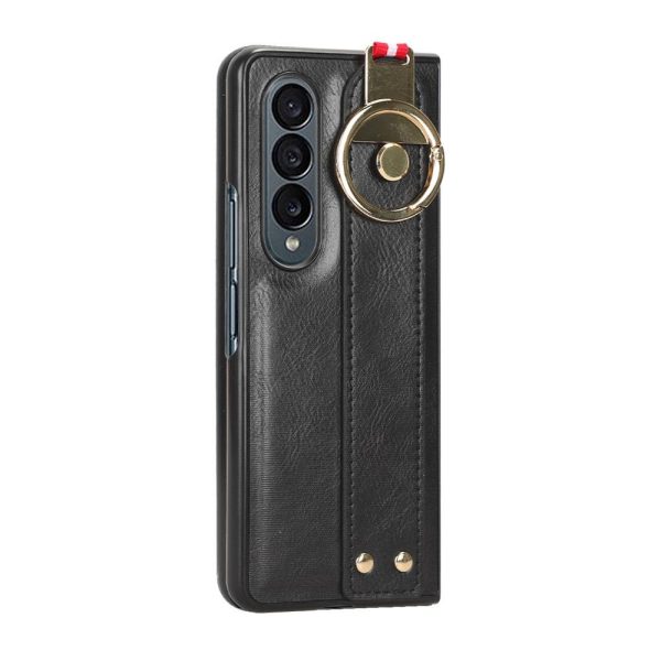 For Samsung Galaxy z Fold4 5G Leather Wristband Phone Case - Back Cover - Green - Image 7