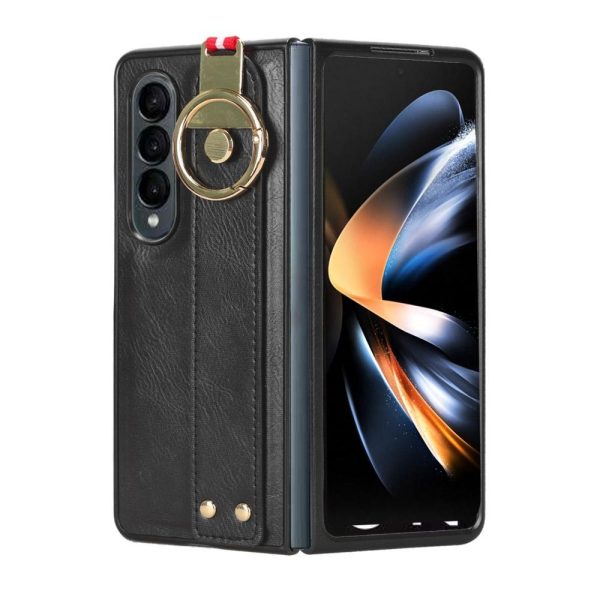 For Samsung Galaxy z Fold4 5G Leather Wristband Phone Case - Back Cover - Green - Image 9