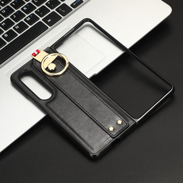 For Samsung Galaxy z Fold4 5G Leather Wristband Phone Case - Back Cover - Green - Image 12
