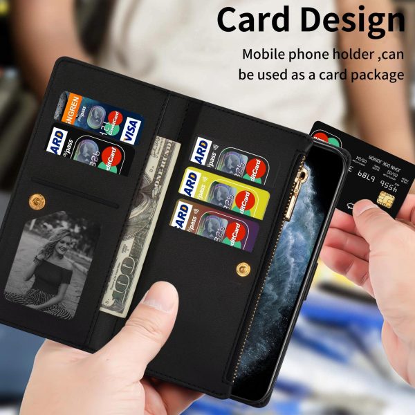 Sparkling Leather Zip Case for Samsung Galaxy z Fold 4 - Zipper Closure - Black - Image 7