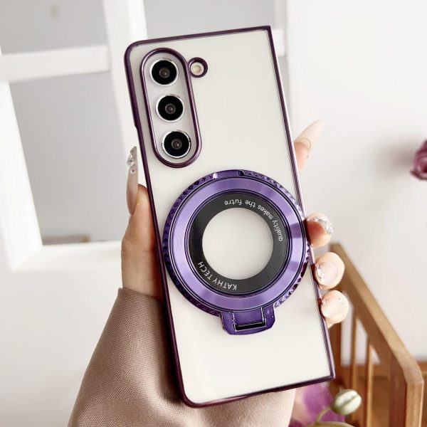 For Samsung Galaxy z Fold4 5G Shockproof Magsafe Holder for Rotating Plating Phone Case - Green - Image 2