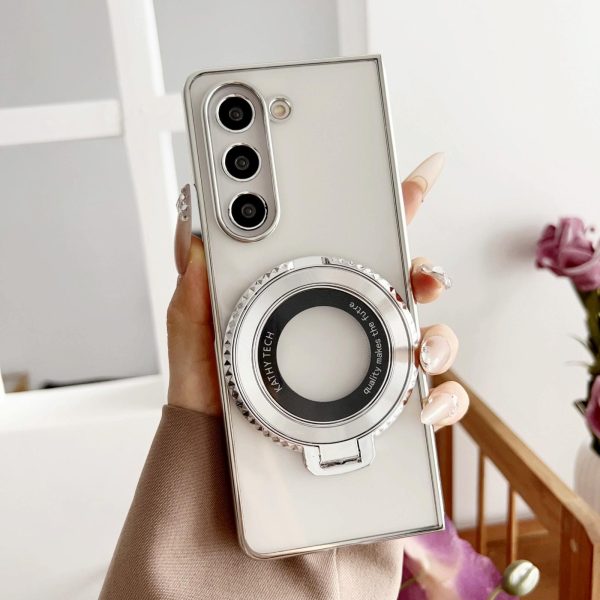 For Samsung Galaxy z Fold4 5G Shockproof Magsafe Holder for Rotating Plating Phone Case - Green - Image 8