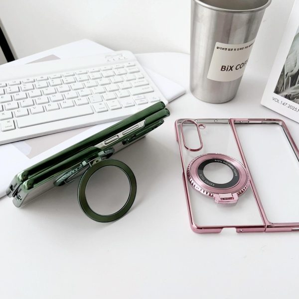 For Samsung Galaxy z Fold4 5G Shockproof Magsafe Holder for Rotating Plating Phone Case - Green - Image 10